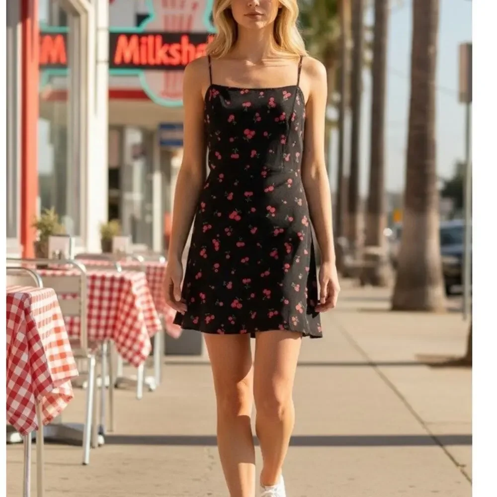 HVN Black Cherry Silk Mini Slip Dress SIZE 12 Grunge Rockabilly Designer $400 - Picture 2 of 12
